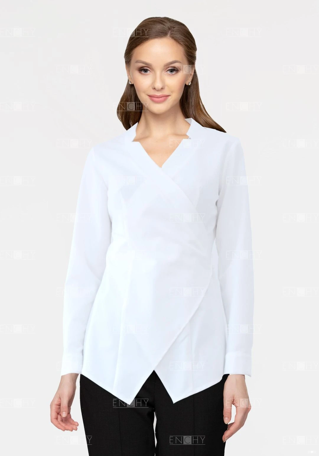 белая рубашка с запахом